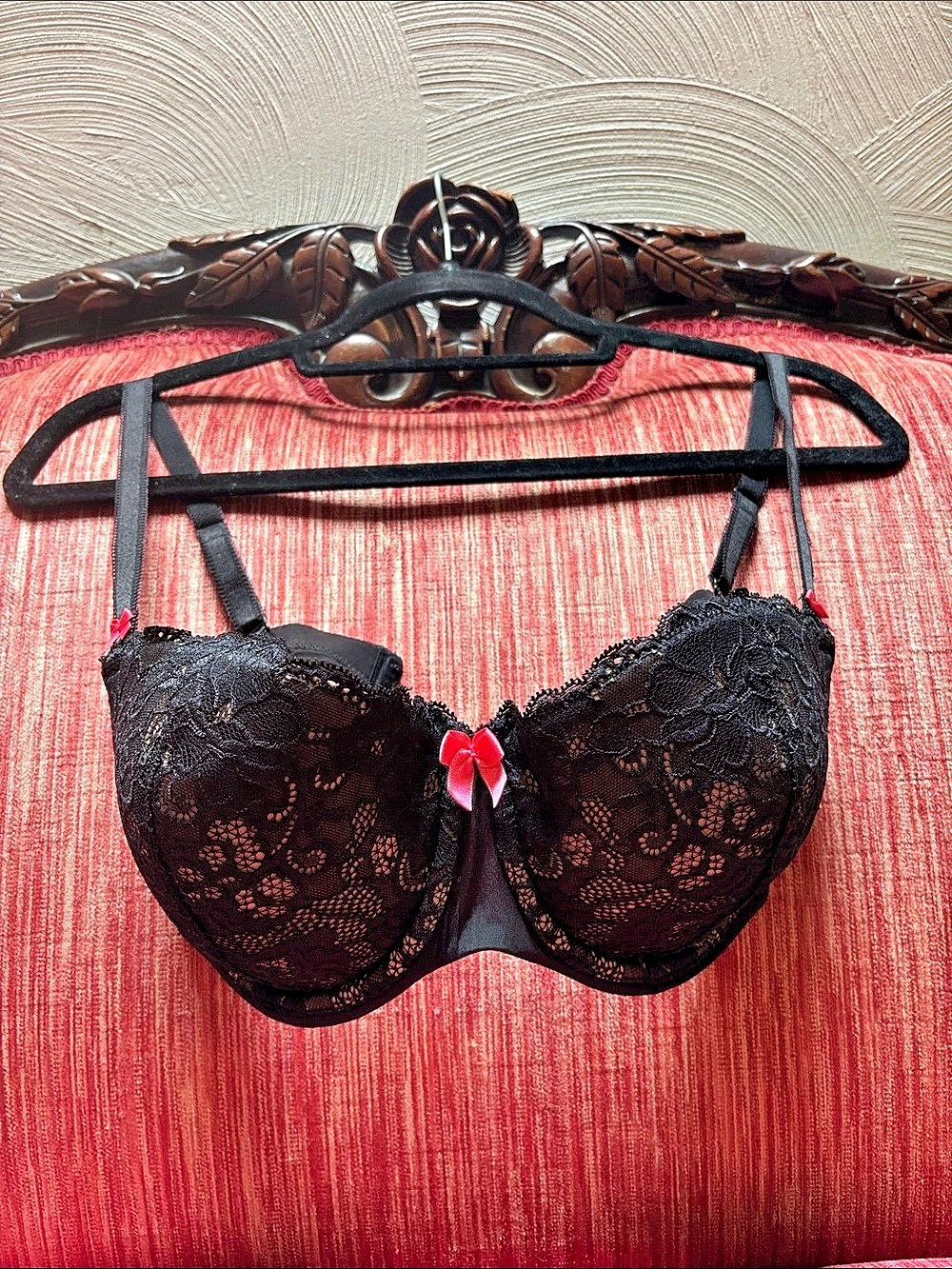 Adore Me Floral Lace Underwire Bra Black 36DDD
